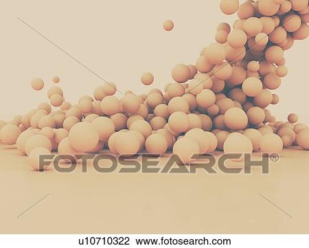 Stock Image - Abstract falling spheres, illustration. Fotosearch