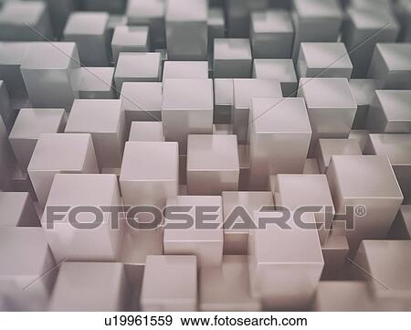 Stock Photo - Abstract metallic 3d cubes, illustration. Fotosearch