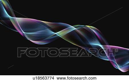 Picture - Abstract swirling shape against a black background, illustration.. Fotosearch