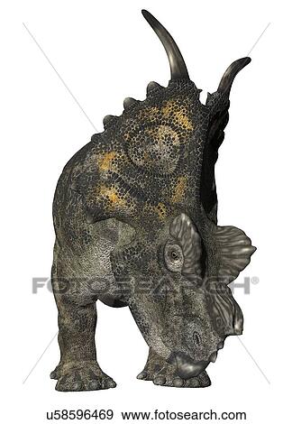 Stock Photo - Achelousaurus against a white background, illustration.. Fotosearch
