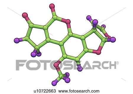 Stock Image - Aflatoxin B1, molecular model. Fotosearch
