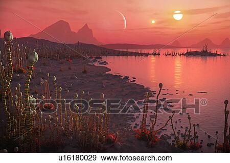 Stock Photo - Alien Plants on an Exoplanet. Fotosearch