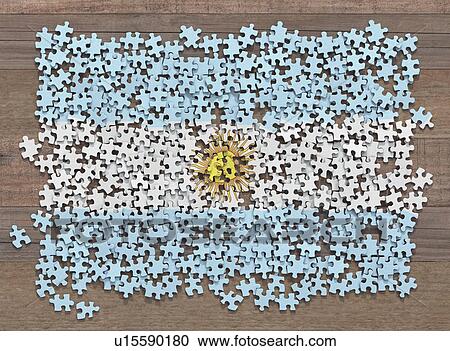 Stock Image - Argentinian flag jigsaw puzzle, illustration. Fotosearch