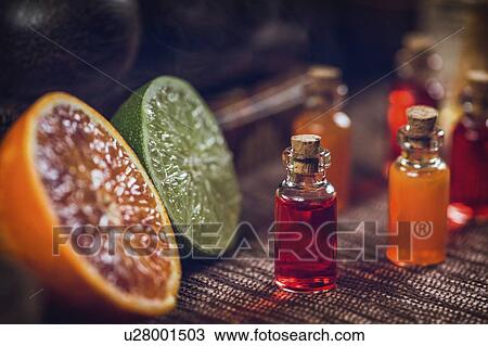 Stock Image - Aromatherapy oils. Fotosearch