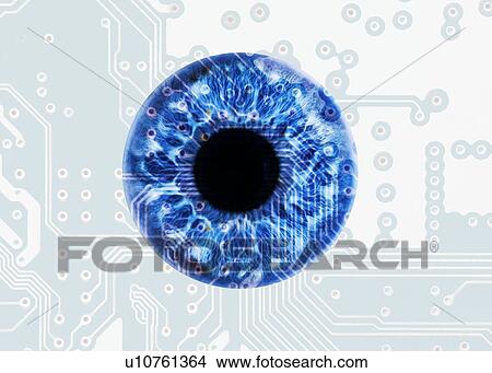Artificial intelligence, conceptual image. Iris with circuit board. View Large Photo Image Picture - Artificial intelligence, conceptual image. Iris with circuit board.. Fotosearch
