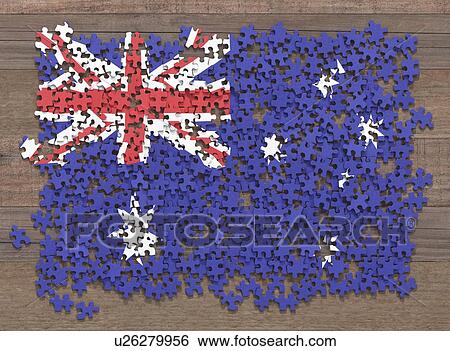Stock Photograph - Australian flag jigsaw puzzle, illustration. Fotosearch