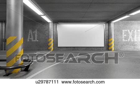 Blank horizontal big poster in an car parking garage under shopping centre. Billboard mock-up. 3D illustration. View Large Photo Image Stock Image - Blank horizontal big poster in an car parking garage under shopping centre. Billboard mock-up. 3D illustration.. Fotosearch