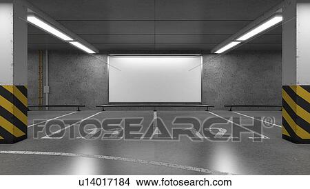 Blank horizontal big poster on the multi-storey underground parking. Billboard mock-up. 3D illustration. View Large Photo Image Picture - Blank horizontal big poster on the multi-storey underground parking. Billboard mock-up. 3D illustration.. Fotosearch