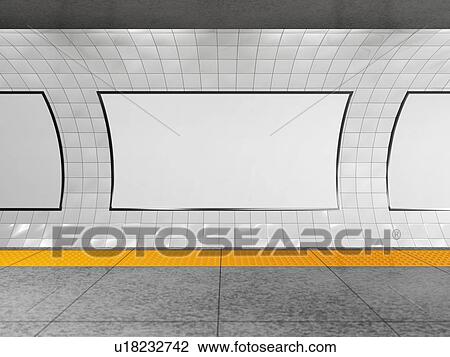 Blank horizontal billboard on the metro station. 3D illustration. View Large Photo Image Stock Image - Blank horizontal billboard on the metro station. 3D illustration.. Fotosearch