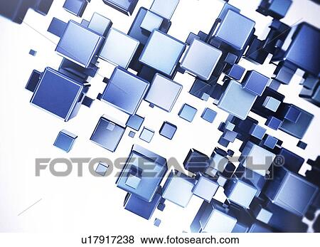 Blue metallic cubes, illustration View Large Photo Image Stock Photo - Blue metallic cubes, illustration. Fotosearch