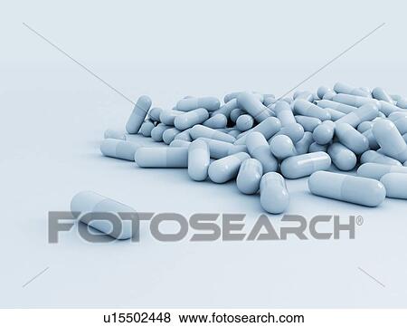Stock Photo - Blue pills, illustration. Fotosearch