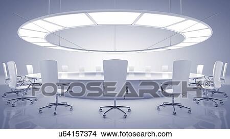 Picture - Boardroom interior, illustration.. Fotosearch