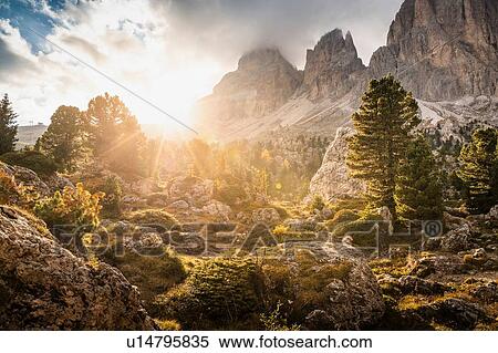 Stock Photography - Bouldering location, Citt dei Sassi or Steinerne Stadt, Dolomites. Fotosearch