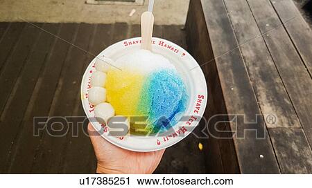 Stock Image - Bowl of shave ice, Haleiwa, Oahu, Hawaii. Fotosearch