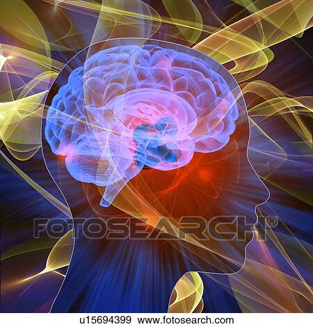 Stock Photo - Brain atoms, illustration. Fotosearch