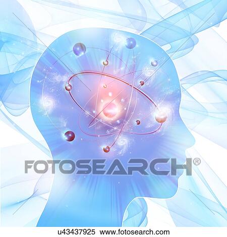 Stock Photography - Brain atoms, illustration. Fotosearch