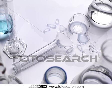 Stock Image - Broken laboratory glassware. Fotosearch