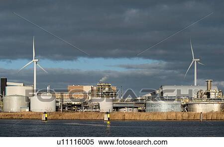 Chemical plant and wind turbines near Delfzijl harbour, Netherlands View Large Photo Image Stock Photography - Chemical plant and wind turbines near Delfzijl harbour, Netherlands. Fotosearch