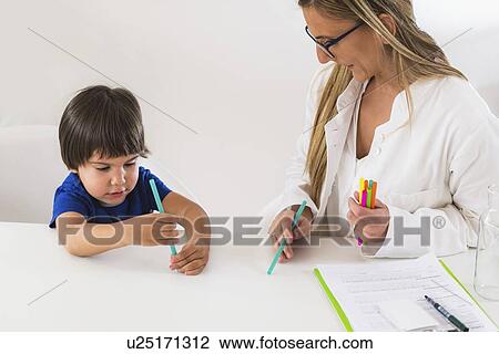 Stock Image - Child psychology session. Fotosearch