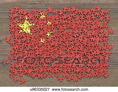 Stock Photo - Chinese flag jigsaw puzzle, illustration. Fotosearch