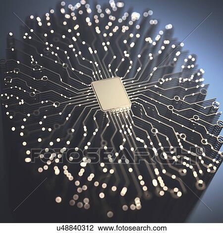 Stock Image - Circuit board, illustration.. Fotosearch