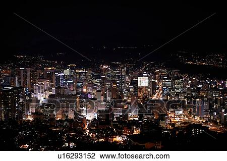 Stock Image - Cityscape at night, Seoul, South Korea. Fotosearch