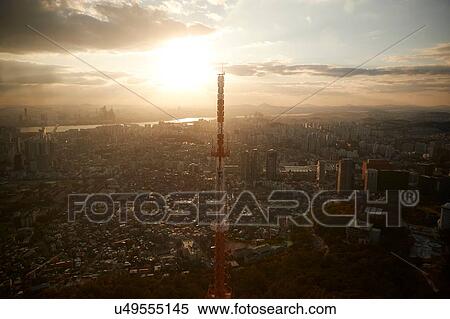 Cityscape at sunrise, Seoul, South Korea View Large Photo Image Stock Photography - Cityscape at sunrise, Seoul, South Korea. Fotosearch