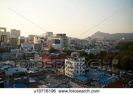 Stock Photograph - Cityscape in daytime, Seoul, South Korea. Fotosearch
