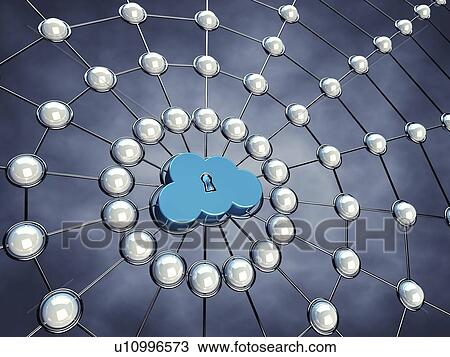 Stock Image - Cloud network, conceptual illustration. Fotosearch