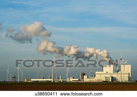 Stock Image - Coal fired power station, Eemshaven harbour area, Groningen, Netherlands. Fotosearch