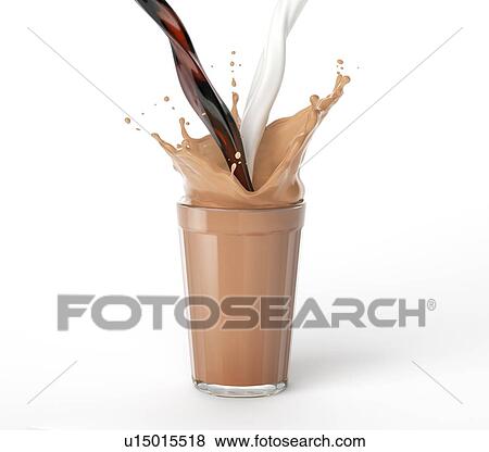 Coffee and milk pouring into a glass full of blended liquid with splash. Isolated on white background. View Large Photo Image Stock Photo - Coffee and milk pouring into a glass full of blended liquid with splash. Isolated on white background.. Fotosearch