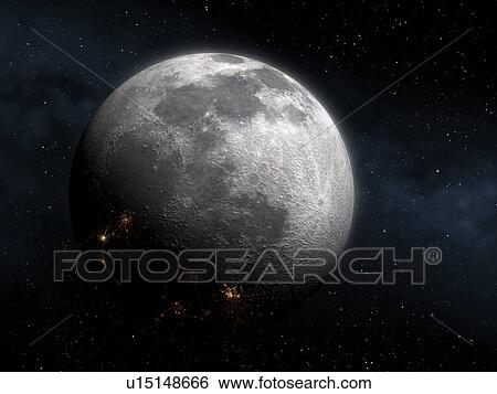 Colonising the Moon. The face of the Moon seen from Earth, with cities seen on the night side. View Large Photo Image Stock Photograph - Colonising the Moon. The face of the Moon seen from Earth, with cities seen on the night side.. Fotosearch