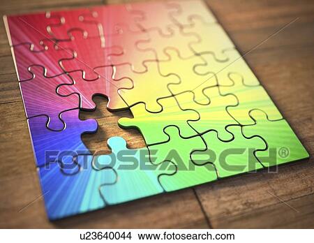 Picture - Colourful jigsaw puzzle, illustration. Fotosearch