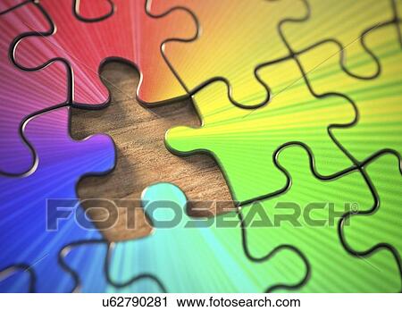Stock Image - Colourful jigsaw puzzle, illustration. Fotosearch