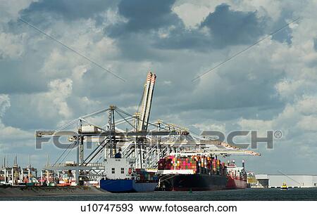 Container terminal situated on the newest part of Rotterdam harbour, Netherlands View Large Photo Image Stock Image - Container terminal situated on the newest part of Rotterdam harbour, Netherlands. Fotosearch