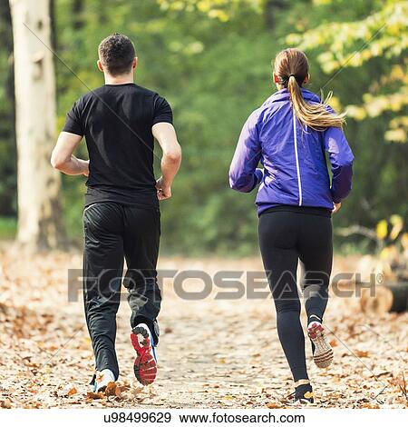 Couple jogging View Large Photo Image Stock Photo - Couple jogging. Fotosearch