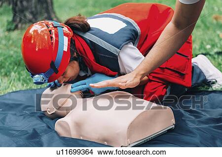 Picture - CPR training on dummy. Fotosearch