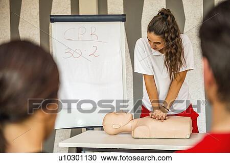 Stock Image - CPR training. Fotosearch