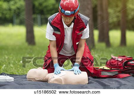 Stock Image - CPR training. Fotosearch