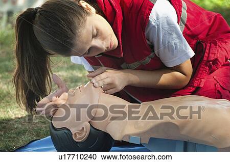 Stock Image - CPR training. Fotosearch