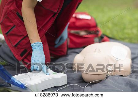 Stock Image - CPR training. Fotosearch
