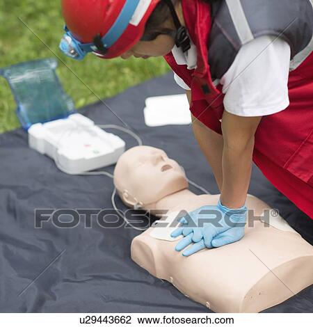 Stock Image - CPR training. Fotosearch
