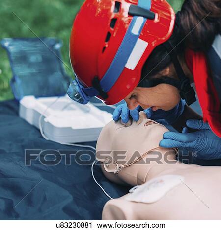 Stock Image - CPR training. Fotosearch
