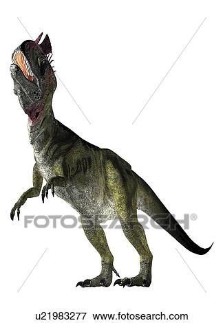 Stock Photo - Cryolophosaurus against a white background, illustration.. Fotosearch