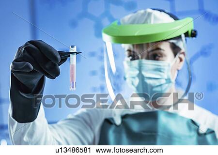 Stock Image - Cryopreservation of biological sample. Fotosearch