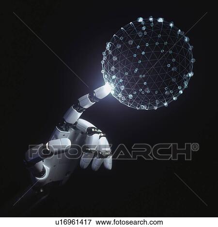 Cybernetic evolution, conceptual illustration. Robotic finger touching a holographic 3D sphere. View Large Photo Image Stock Photo - Cybernetic evolution, conceptual illustration. Robotic finger touching a holographic 3D sphere.. Fotosearch
