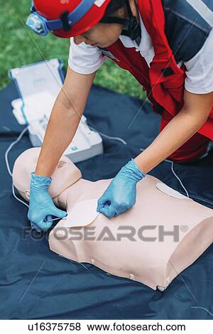 Defibrillator training View Large Photo Image Stock Photo - Defibrillator training. Fotosearch