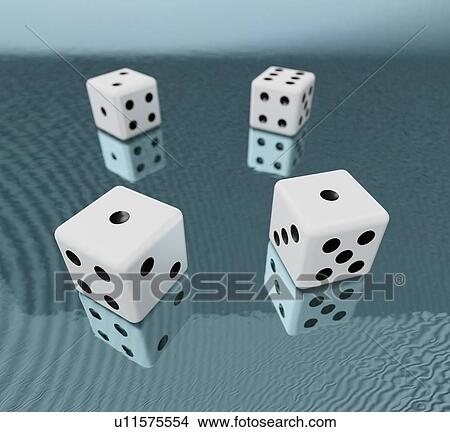 Picture - Dice and waves, illustration. Fotosearch