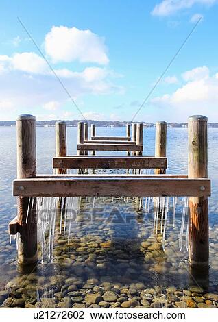 Stock Image - Disused pier, Lake Starnberg, Bavaria, Germany. Fotosearch