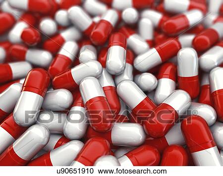 Stock Image - Drug capsules, illustration. Fotosearch